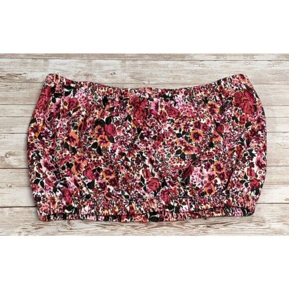Topshop Tops - Topshop Womens Size 4 Multicolor Floral Strapless Cropped Bandeau Tube Top